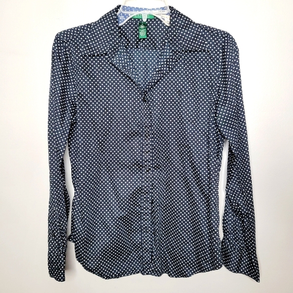 LAUREN RALPH LAUREN Polka Dot Button Down Medium - Picture 1 of 6